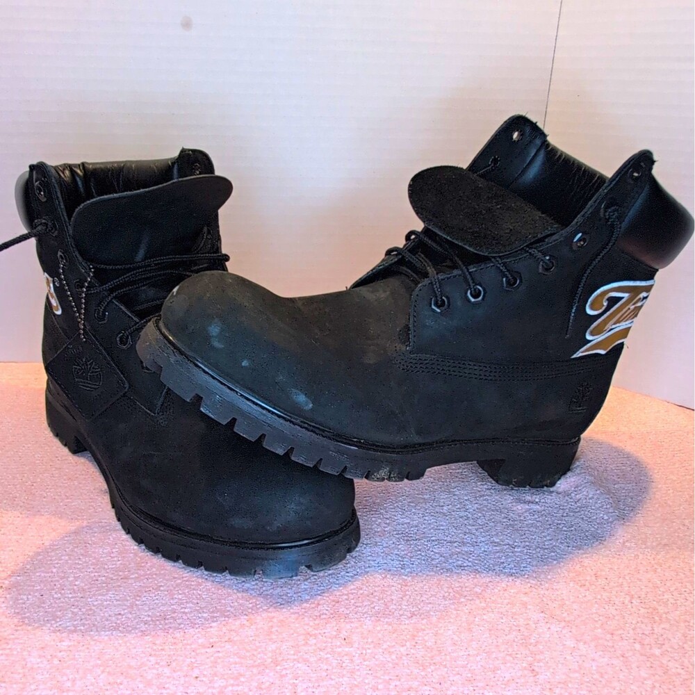 Timberland Men's Black Leather Lace-Up Ankle Work Boots Round Toe US 12 M